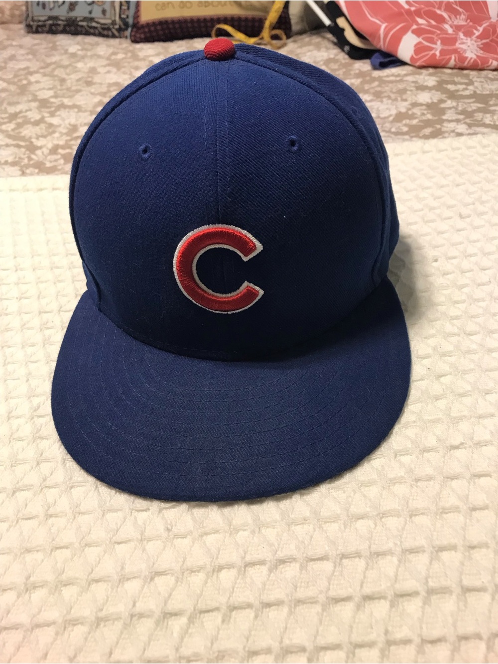 New Era Blue Snapback Hat with Red 'C' Patch